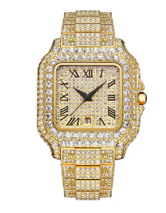 Straight European Hip Hop Diamond Quartz Wrist Watch