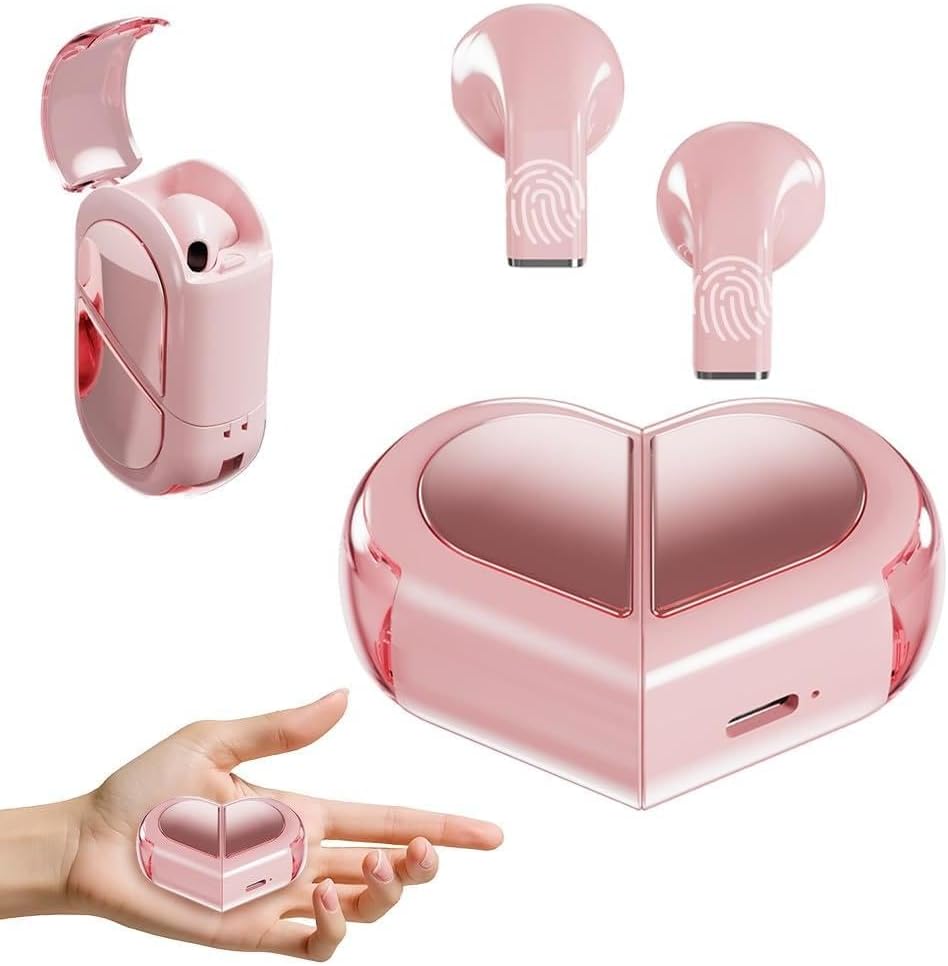 Pink Heart Design Earphones