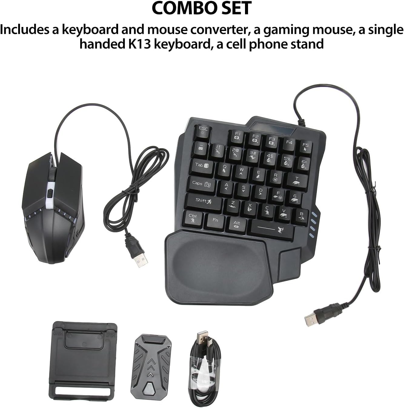 One Hand RGB Gaming Keyboard and Mouse Combo