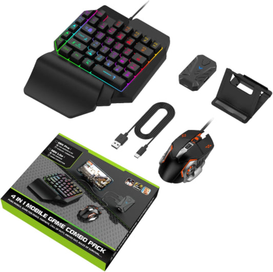 One Hand RGB Gaming Keyboard and Mouse Combo