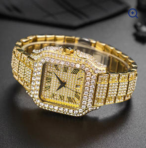 Straight European  Diamond Watch